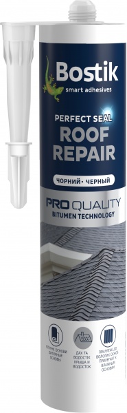 Герметик бітумний Bostik ROOF REPAIR для герметичного ущільнення з’єднань навколо труб чорний 280 мл