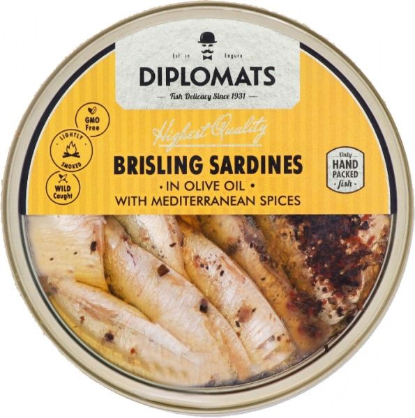 Сардини ТМ Diplomats з середземноморськими спеціями підкопчені в оливковій олії (4750010000205) 160