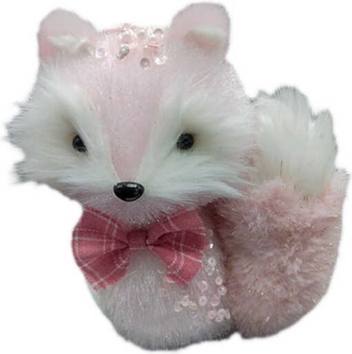 Декорация новогодняя New Star лисичка светло-розовый 19 см 