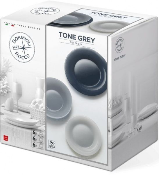 Сервиз столовый Tone grey 18 предметов на 6 персон Bormioli Rocco