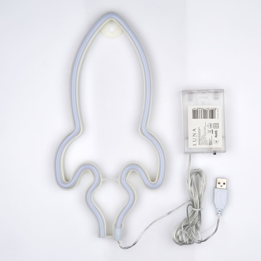 Неоновая вывеска Luna LUDS-NEO-48 Ракета теплый белый/синий/розовый