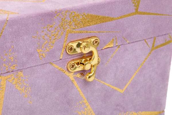 Сундук Геометрия 18х18х12 см пудровая с золотым