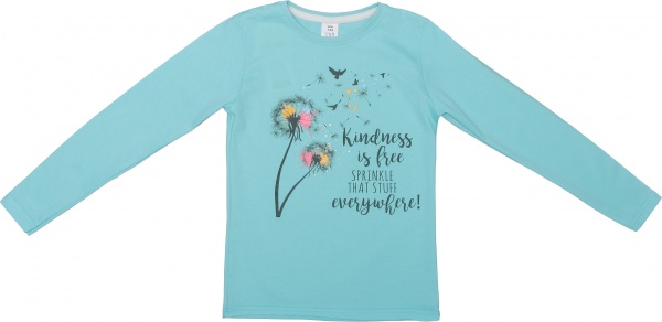 Футболка для девочек Luna Kids с принтом Kindness is free р.158 ментоловый 
