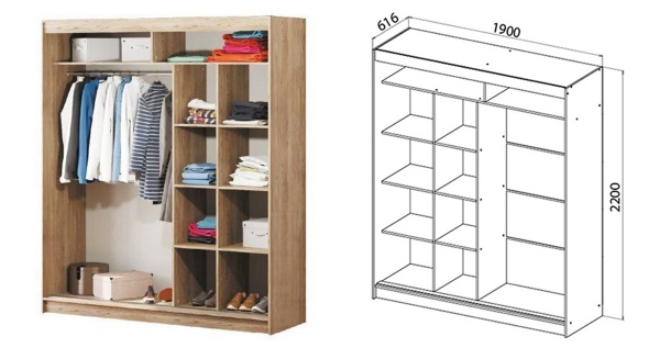 Шкаф-купе Sophie D2 MatroLuxe ДСП 1900x616x2200 мм дуб сонома двери / ДСП/стекло