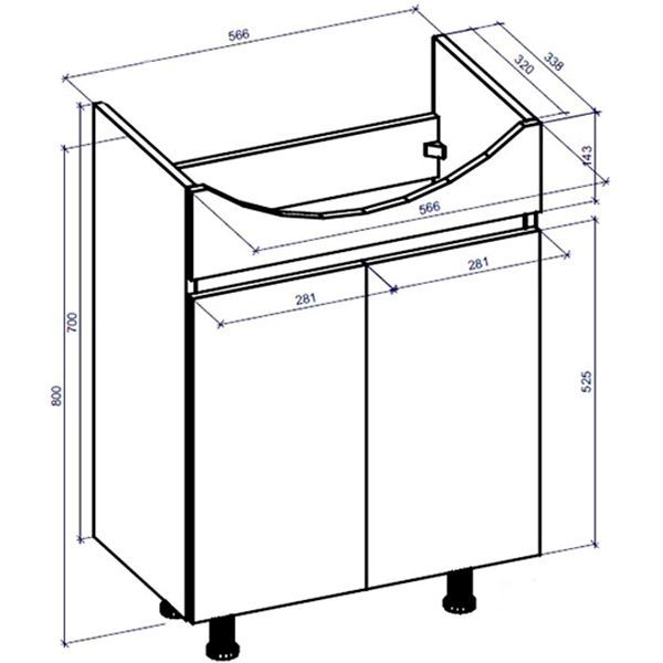 Тумба напольная Грейд Агата 60 серая под умывальник Cersania 60