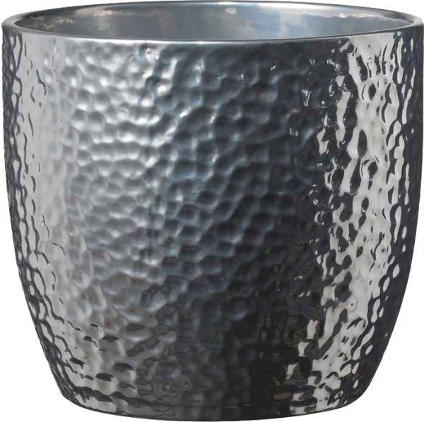 Кашпо керамічне Soendgen BOSTON 19x18 см круглий срібний (4006063252178) 