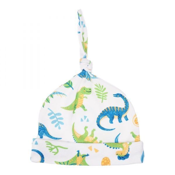 Шапочка-узелок ТМ Софія Dinosaurs р.38 белый с принтом 157138