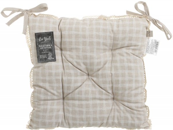 Подушка на стул Шале Клеточка с кружевом La Nuit