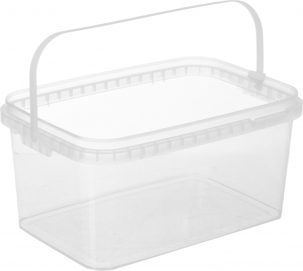 Ведро без крышки Пласт-Бокс прямоугольное с пластиковой ручкой 2,5 л прозрачный 