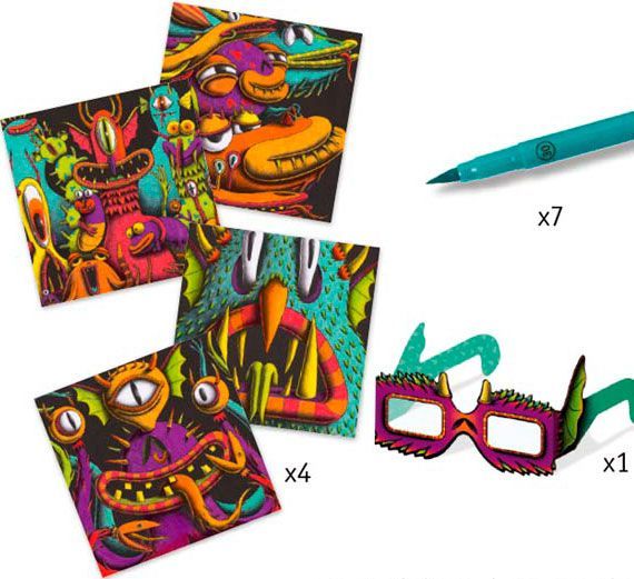 Набір для творчості Djeco з 3D ефектом Веселі монстри DJ08651