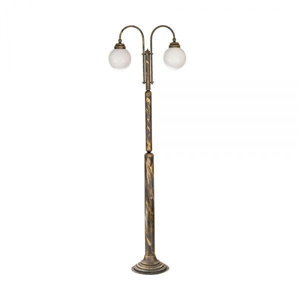 Ліхтарний стовп Фабрика Світла НТБ 303-2х60-029 Глобус E27 60 Вт антична латунь 