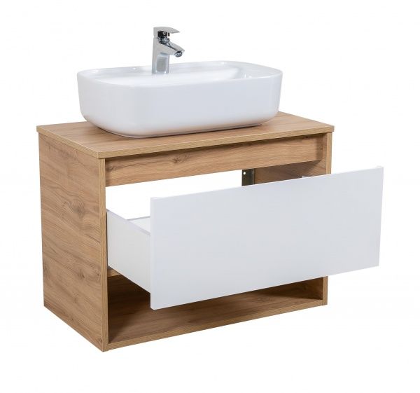 Тумба подвесная ScandiSPA Edda севилья со столешницей 80 см с умывальником Aqua 60 см