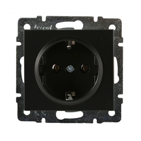 Розетка із заземленням Lezard Rain антрацит 703-4288-122B
