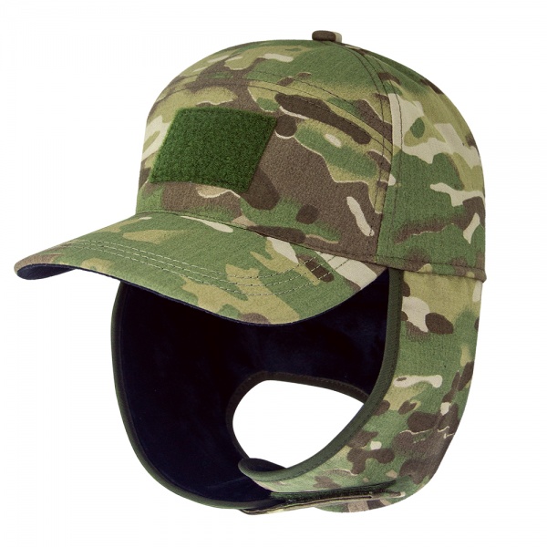 Кепка Expert ® тактическая, флис с ушками зимняя 60 multicam