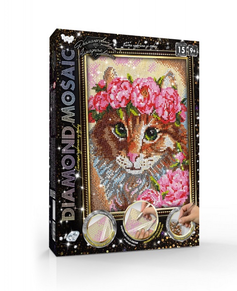 Набор для творчества Danko Toys Бриллиантовая живопись DIAMOND MOSAIC А4 с.2 №6 Кошка DM-03-06