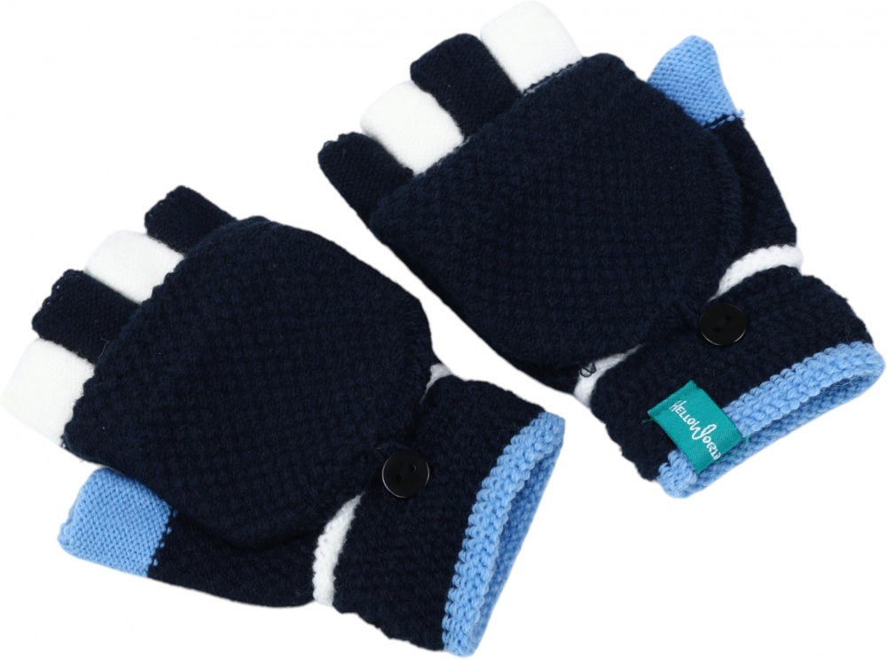 Рукавицы HW без пальчиков с откидной перчаткой для мальчиков р.12-14 /синий