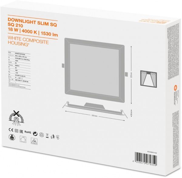 Світильник точковий Ledvance DL Slim SQ 210 18 Вт 4000 К білий 