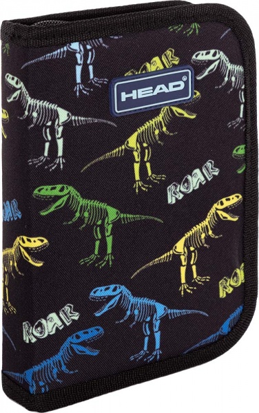 Пенал школьный AC1 Dinos era Head черный с рисунком