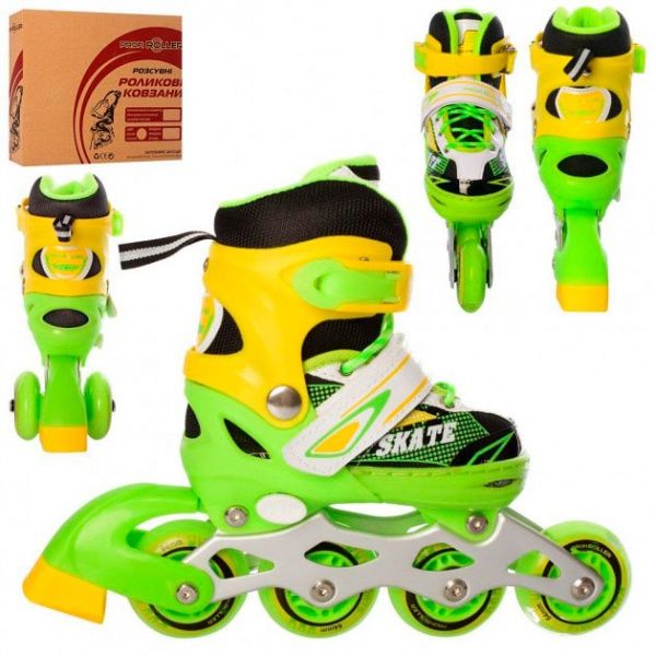 Роликові ковзани Profi A4123-XS-GR р. 27-30 зелений