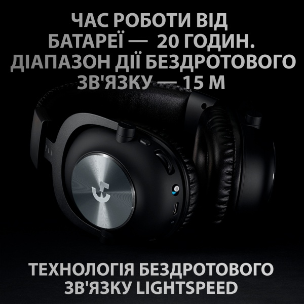 Гарнітура ігрова Logitech PRO X Wireless LIGHTSPEED Gaming Headset black (981-000907) 
