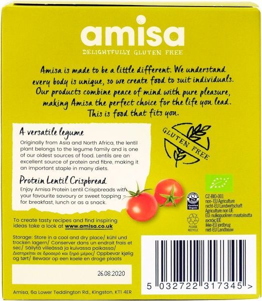 Хлібці AMISA з Сочевицею Органік 100 г (8000019521255)