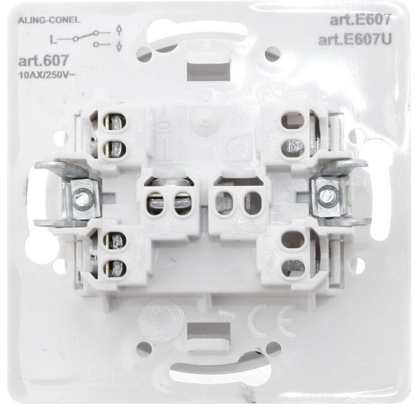 Вимикач прохідний одноклавішний Aling-Conel Eon без підсвітки 10 А 250В білий E607.0