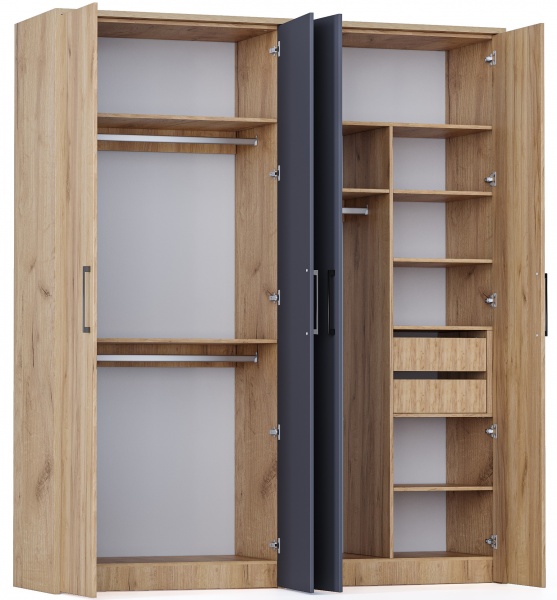 Шкаф Грейд Наоми 2018х2380х600 мм графит / дуб крафт золотой 