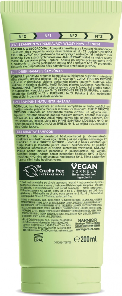Шампунь Garnier Fructis для зволоження хвилястого та кучерявого волосся Curls method 200 мл