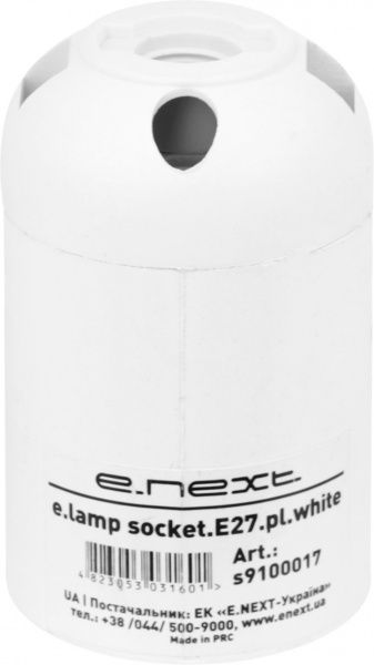 Патрон электрический  E.next гладкий E27 пластик белый s9100017