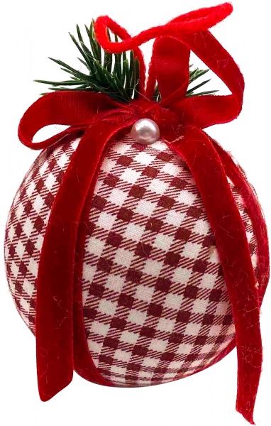 Куля новорічна Dalian Everglory кантрі 8 мм біло-червоний LX2021-0103