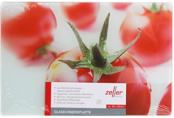 Доска кухонная Томаты 30х20 см закаленное стекло Zeller