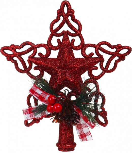 Верхушка для елки 17х15 см LD21029R глянцевая красный 