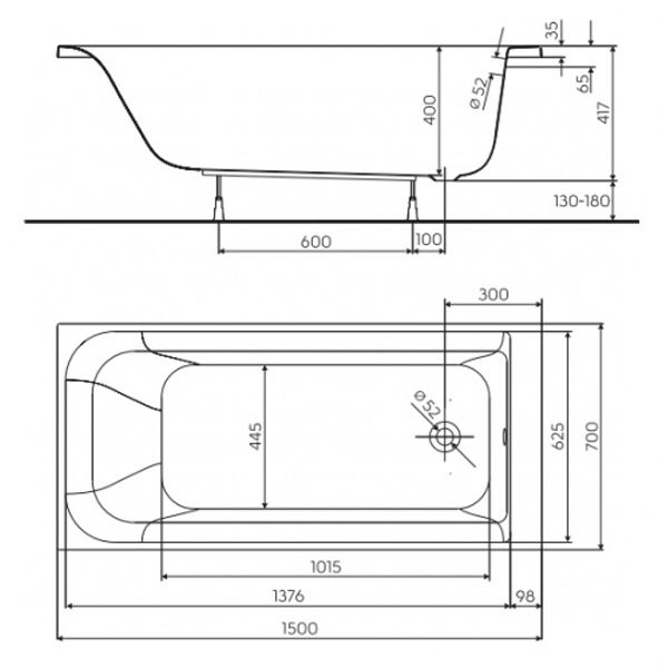 Ванна акрилова Kolo Rekord XWP3650000 150x70