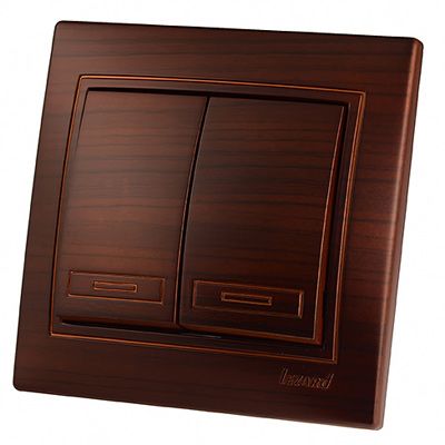 Вимикач подвійний Mira 701-0404-101 античний кедр