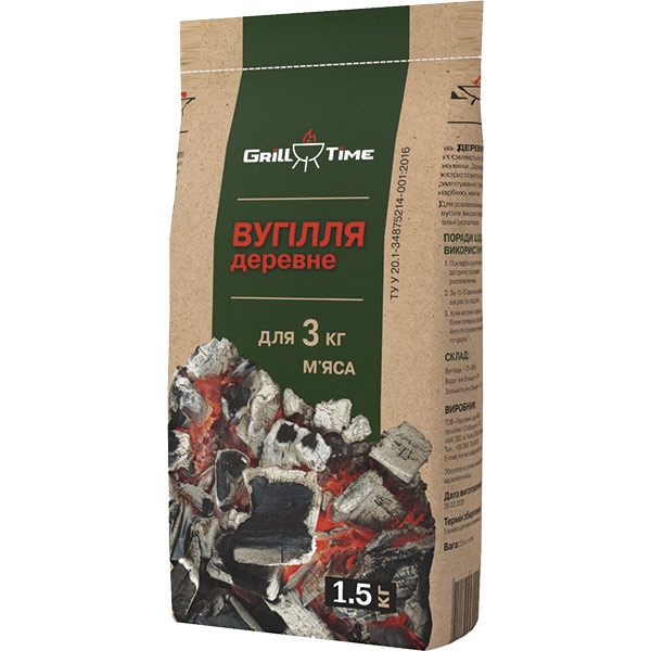 Уголь древесный Grill Time 1,5 кг