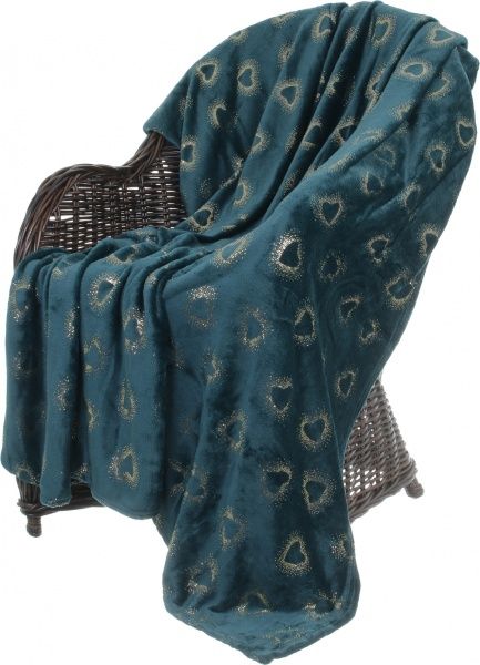 Плед Basic Shine Hearts 160x200 см темно-зеленый с рисунком La Nuit 