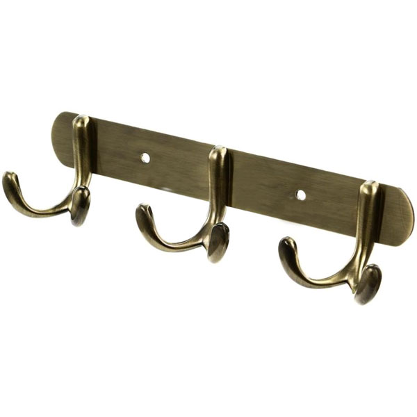 Вешалка Arino 3 крючка на планке античная латунь