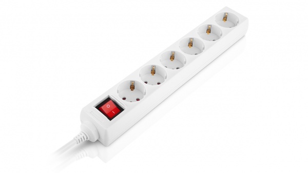 Фильтр-удлинитель Real-el RS-6 Protect M с заземлением 6 гн. белый 1,8 м