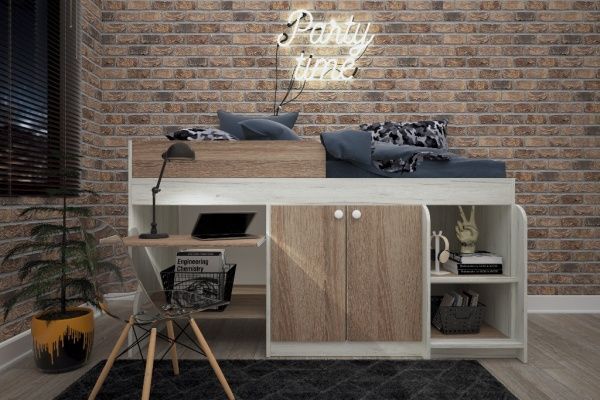 Кровать детская Смарт 80x190 см дуб крафт/дуб сонома 