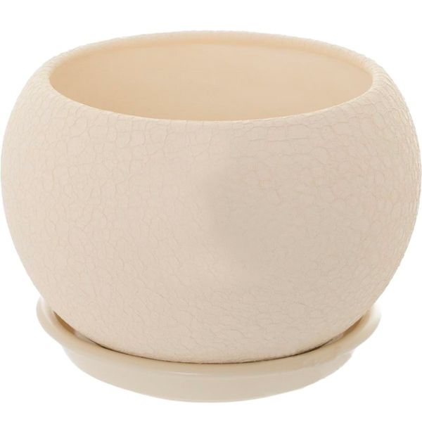 Горщик керамічний Оріана-Запоріжкераміка Куля шовк круглий 1,4л бежевий 