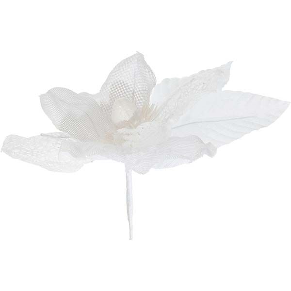 Прикраса новорічна Магнолія EYF14-5040-1F біла 35 см