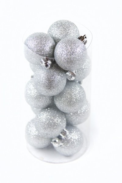 Набор елочных шаров серебро d65 мм 12,5 см 15 шт./уп. 