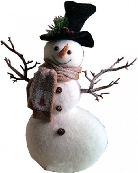 Декоративная фигура Снеговик в шапке-цилиндре и шарфике M181045A 39 см 