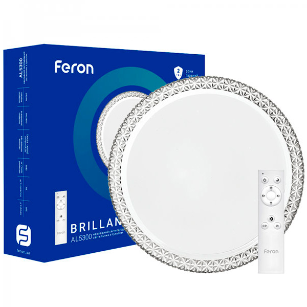 Світильник світлодіодний Feron Brillant AL5300 з пультом ДК 36 Вт білий 3000-6500 К 