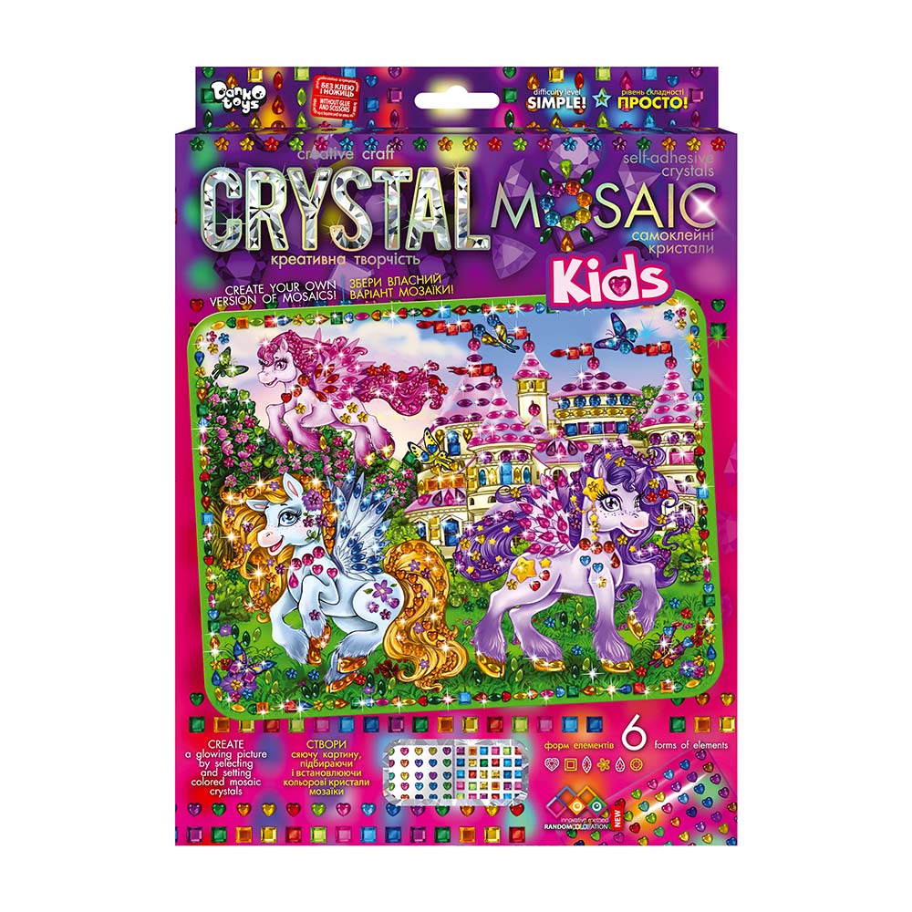 Набір для занять мозаїкою Danko Toys Crystal Mosaic Kids №4 поні біля замку CRMk-01-04