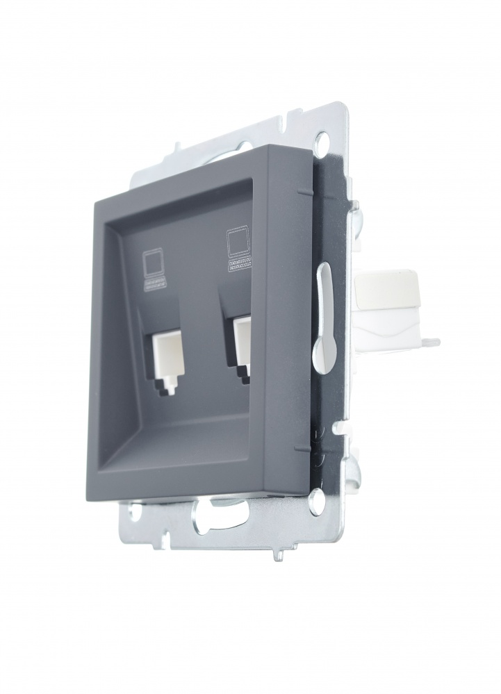 Розетка комп’ютерна подвійна Lezard Vesna шефілд грей 742-3488-141