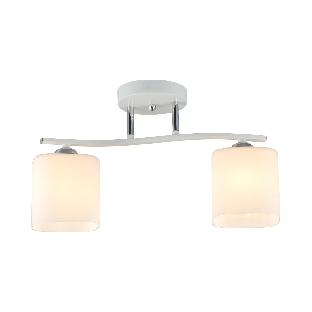 Люстра Miorro Calista 400х110х220 мм метал/скло 2x40 Вт E27 білий/хром 51-311-113