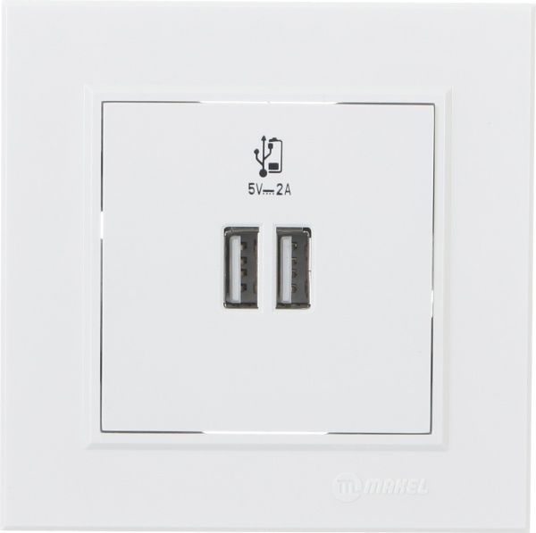 Розетка USB подвійна Makel Karea біла без шторок без кришки білий