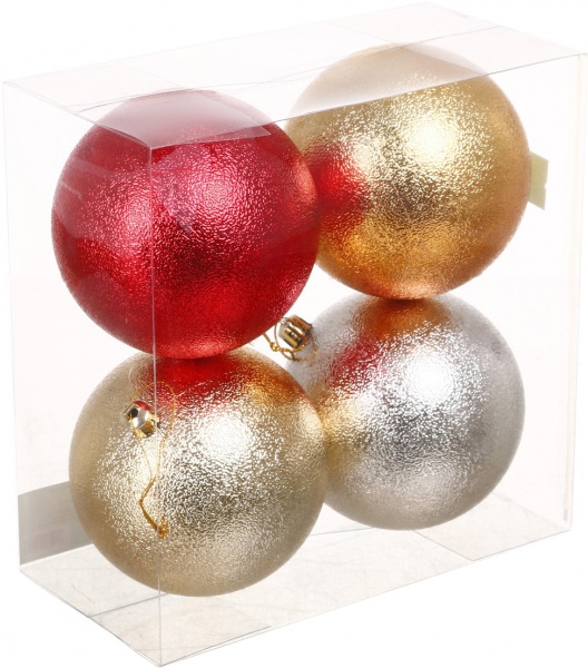 Набор елочных шаров рельефных d 100 мм 4 шт./уп.