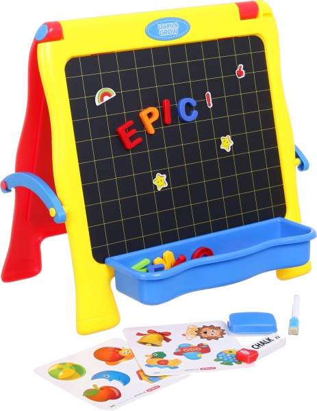 Мольберт двухсторонний Huamei магнитный 41х40х7.7 см с набором желтый HM1128A